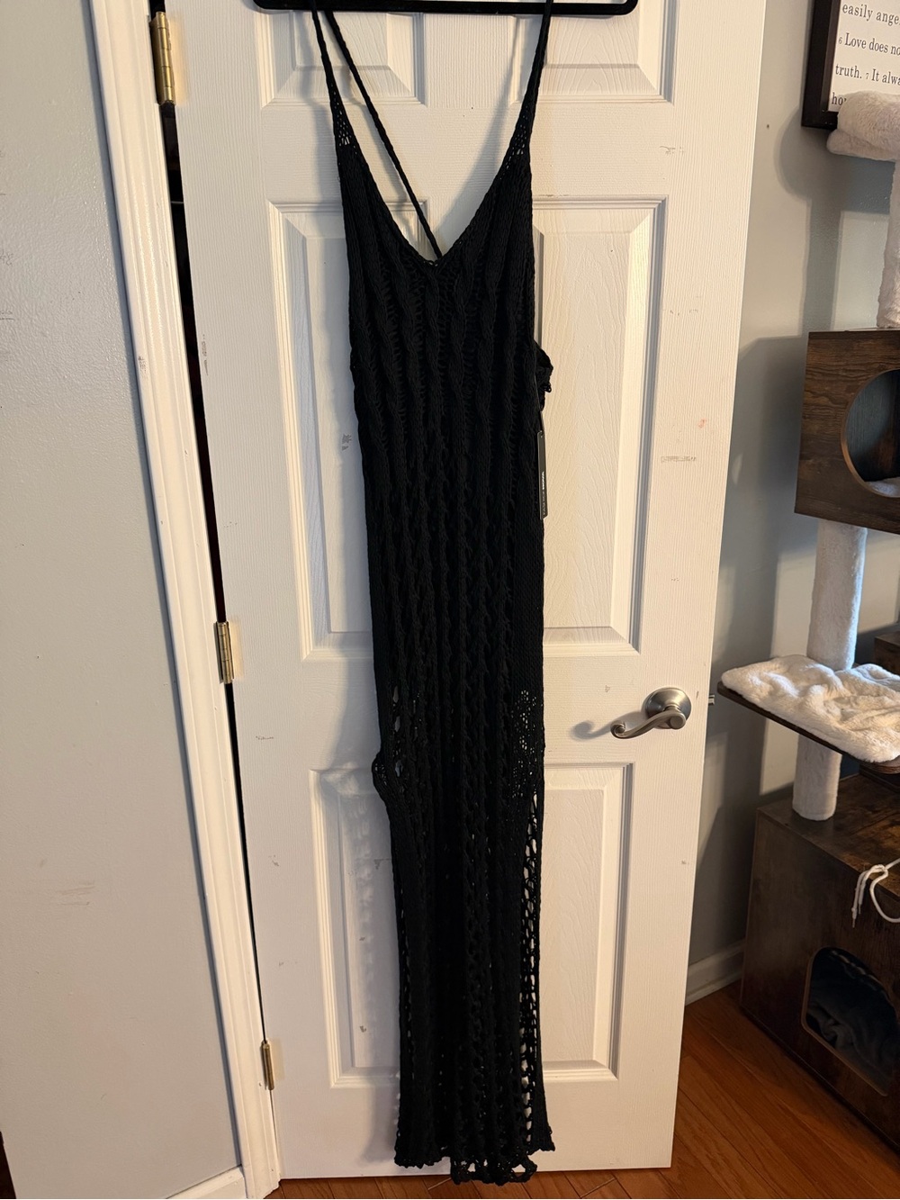 Fashion Nova Black Crochet Maxi Dress